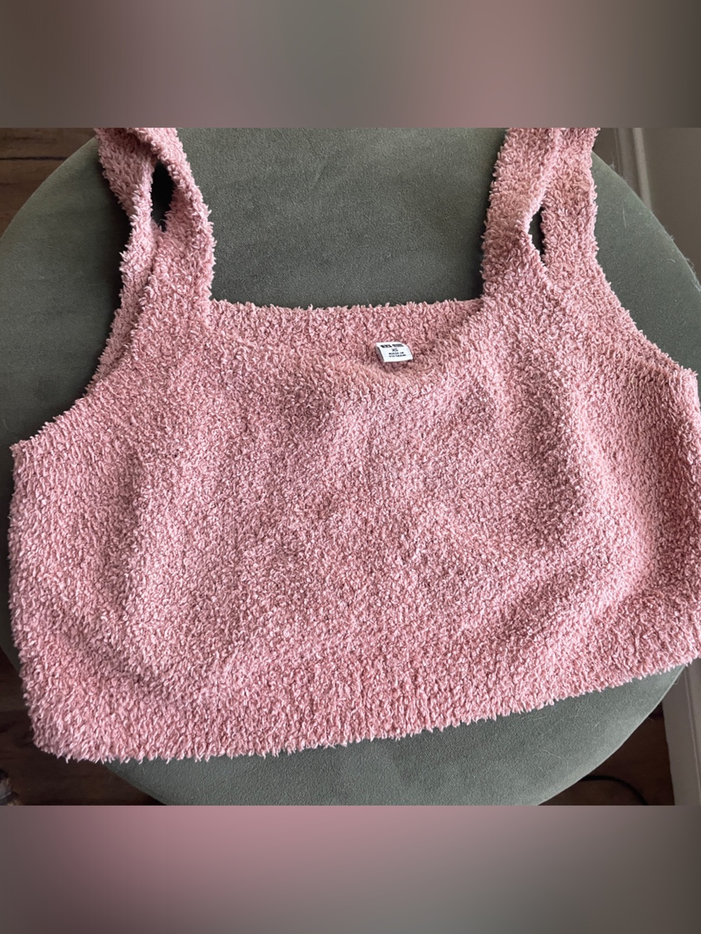 Uniqlo Pink Fuzzy Fleece Cropped Bralette Top